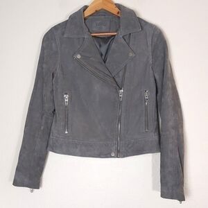Blank NYC Leather Suede Moto Jacket Gray Size Small